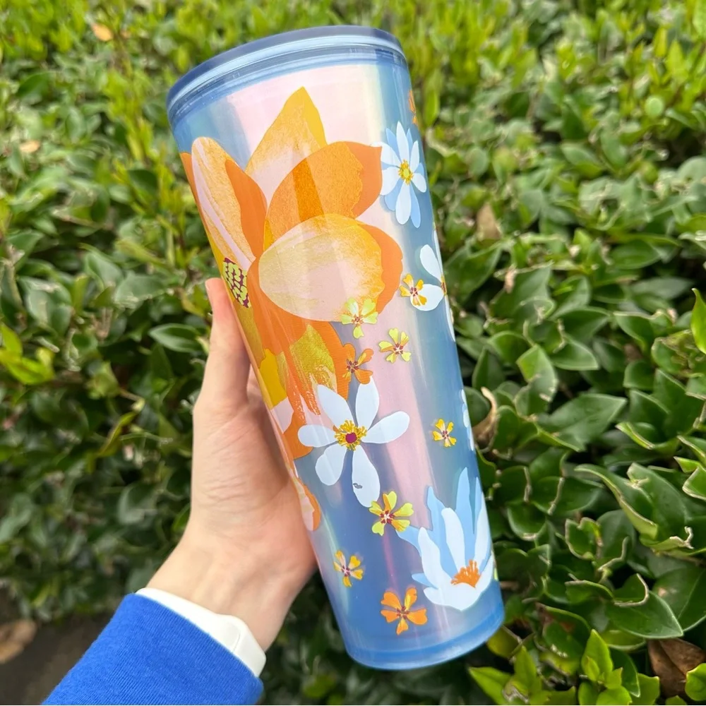Starbucks Spring 2024 Floral Easter/Mother's Day Light Blue Pastel Shimmer